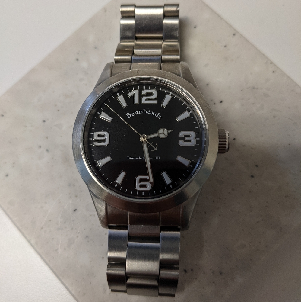 Bernhardt Binnacle Anchor III automatic watch, in the style of a Rolex Explorer.